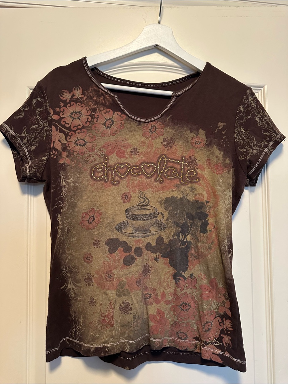 Chocolate Graphic Short Sleeve Top - Brown